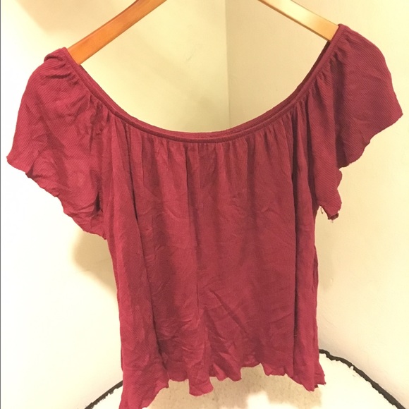 red off shoulder blouse (sold)