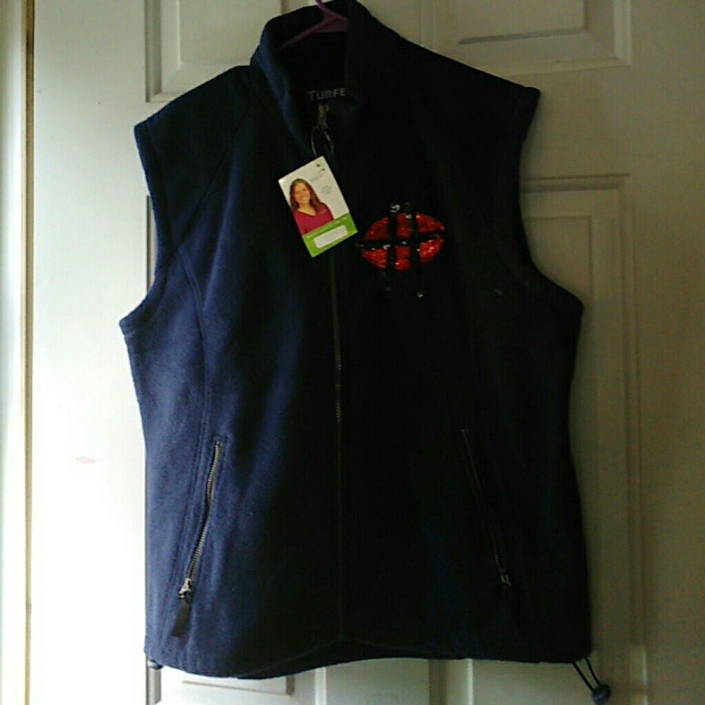 Turfer Brand Dark Blue Fleece Vest Size Large