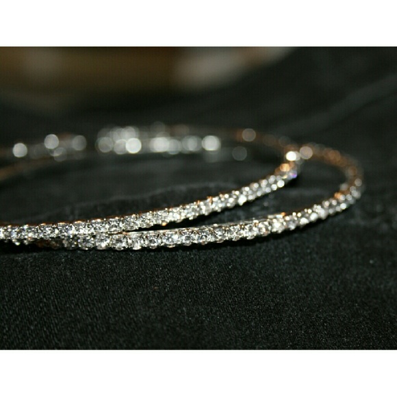 ⚡LAST PAIR⚡ Stunning Rhinestone Hoops 3.25" NWOT - Picture 3 of 5