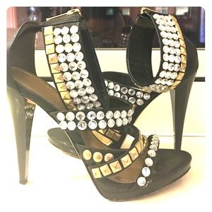 Sequin sparkly balmain-inspired strappy sandals