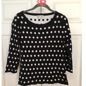 Black polka dot 3/4 Sleeved sweater Medium