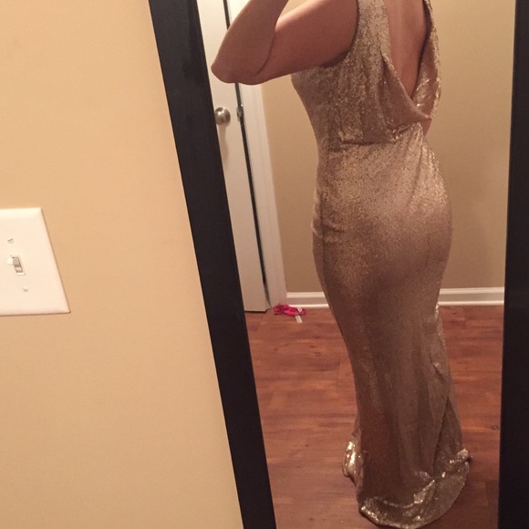 " Slink and wink" matte rose gold sequin dress