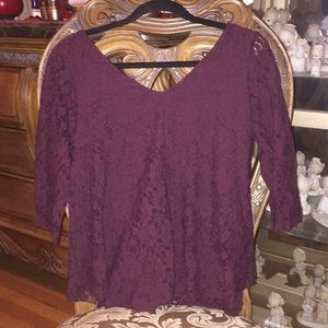 AEO 3/4 sleeve maroon/purple top