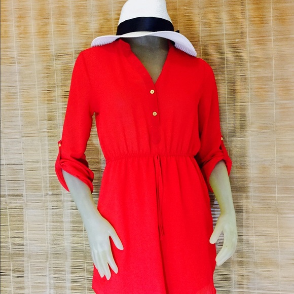 Red chiffon tunic/dress