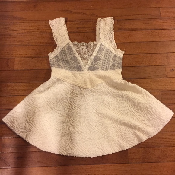 Free People cream and grey top