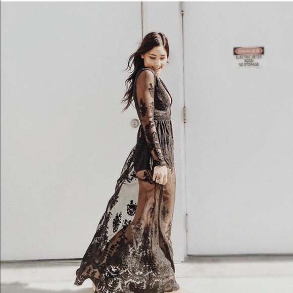 Black lace maxi dress
