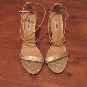 Steve Madden "Feliz" gold glitter heel 8.5