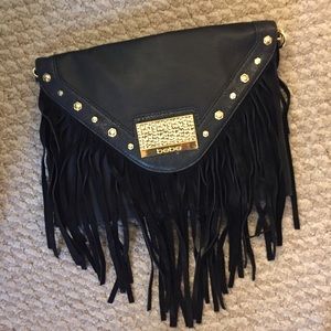 bebe fringe clutch