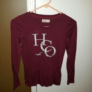 Hollister Long Sleeve Logo Maroon / Burgundy