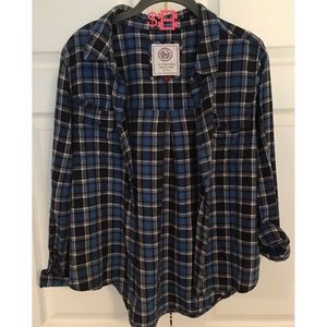Blue Plaid Button Down Shirt Large