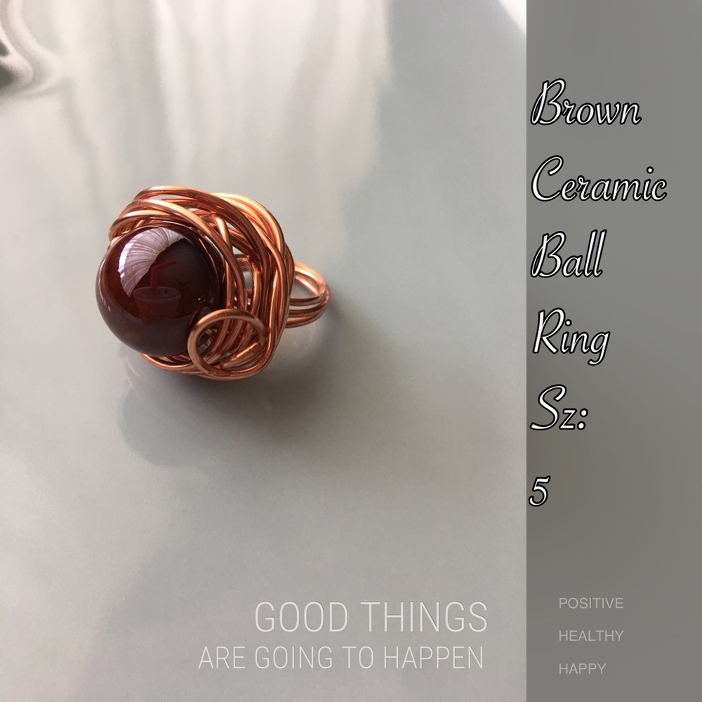 Brown Ceramic Ball Ring