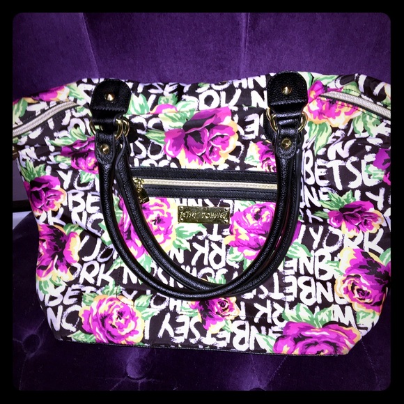 Betsey Johnson Graffiti Rose Print Tote Bag