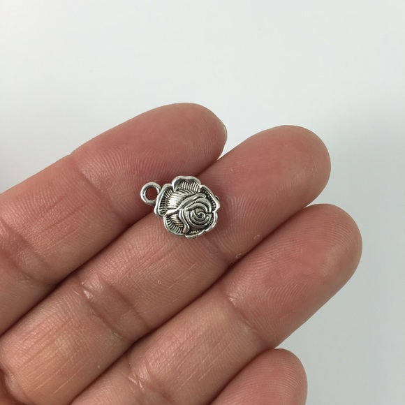 3 Rose Charms silver Tone