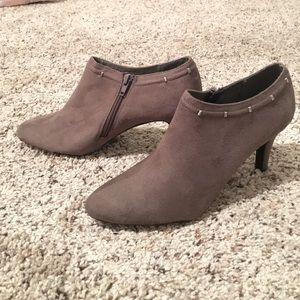 Suede bootie heels