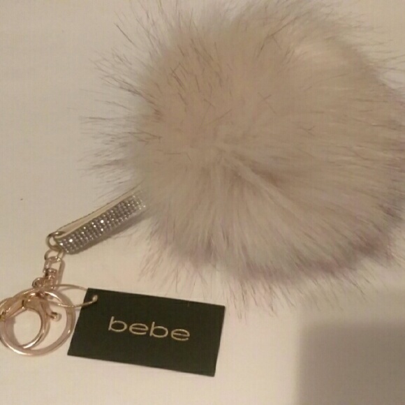 Bebe fuzzy keychain w/ rhinestones
