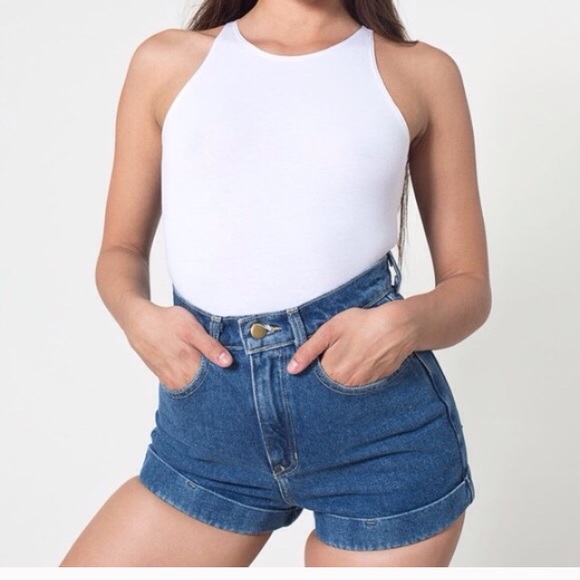 American apparel high waisted denim shorts