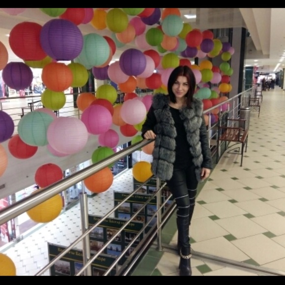 Faux leather and fox fur jacket winter coat - Picture 4 of 4