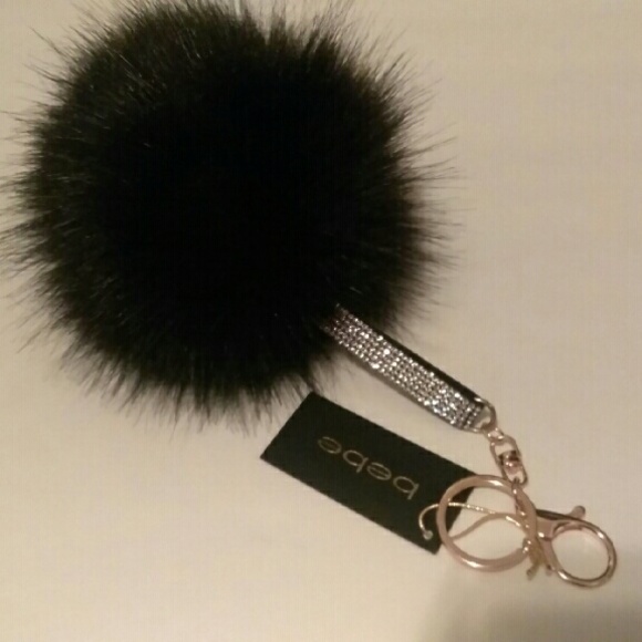 Bebe fuzzy rhinestone keychain
