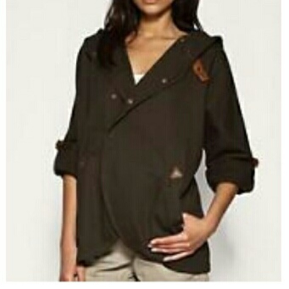 Hooded olive khaki parka cape jacket