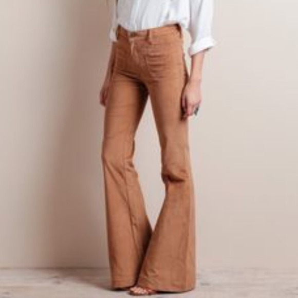 Vintage style high waisted corduroy flare pants