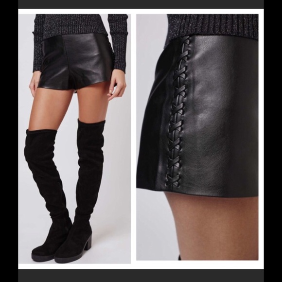 Topshop faux leather shorts