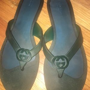 Teal/Green Gucci Flip Flops