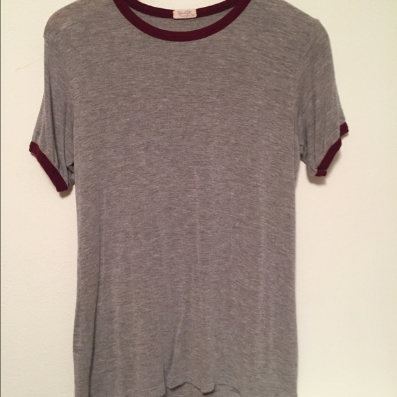 Grey and Maroon T Shirt
