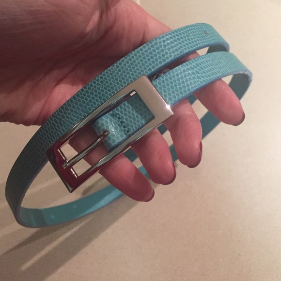 Xsmall beautiful turquoise blue leather belt
