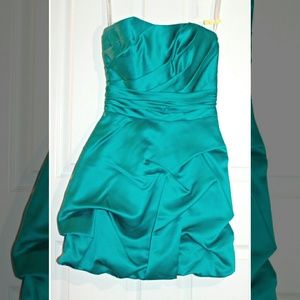 David's Bridal Teal Satin Dress