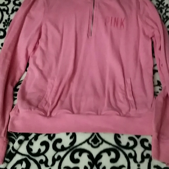 Pink pullover lightweight sweater zip up front - Picture 3 of 4