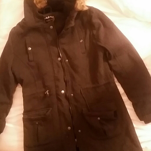 longline jacket with hooded fur