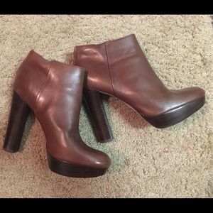 Michael Kors brown leather booties