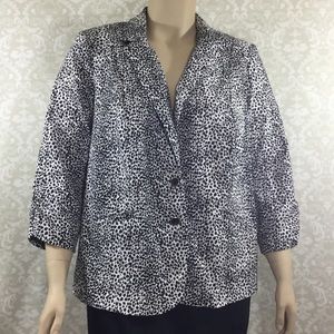 Avenue black white 3/4 sleeve casual blazer 18/20
