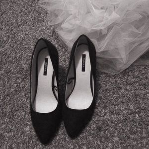 Black suede heels