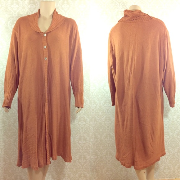 Camel colored brown long duster sweater 26/28