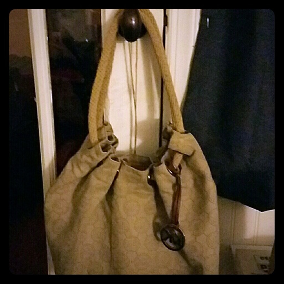 SOLD! Michael by Michael Kors Beige Canvas Hobo