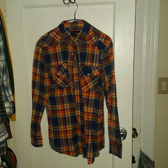 Hurley Plaid Button Down Shirt Size L