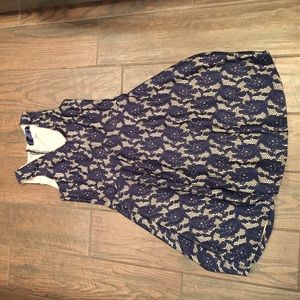 Francesca's Navy and nude fit and flare dress