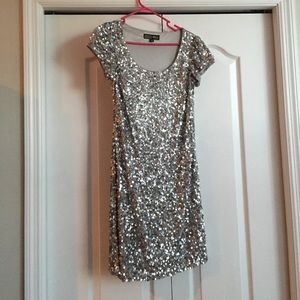 Adrianna Papell silver sequin dress