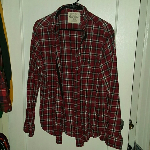 Aeropostale Red Plaid Flannel Shirt L