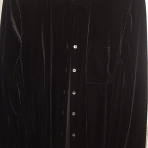 Velor black tunic length collared shirt