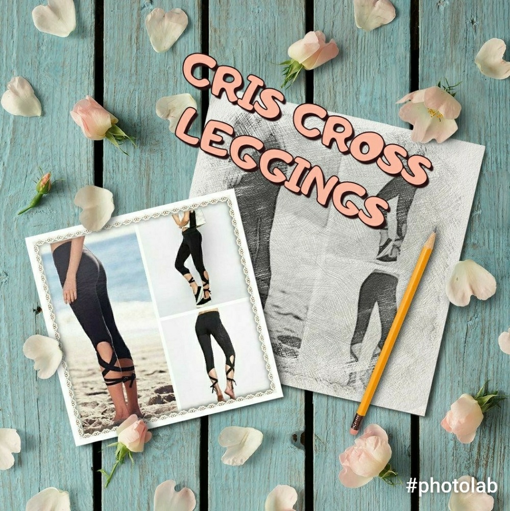 New Crisscross Leggings Size Large Black/Grey
