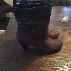 Brown faux suede boots