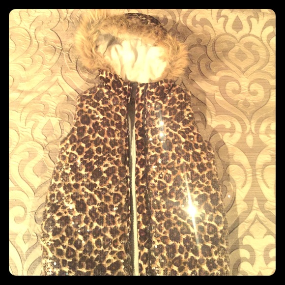 The Children's Place Other - Cheetah sequin puffy vest