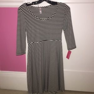 Quarter length striped T-shirt dress