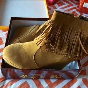 Tan Wedge Boots
