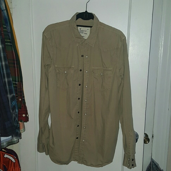American Eagle beige western button down shirt L