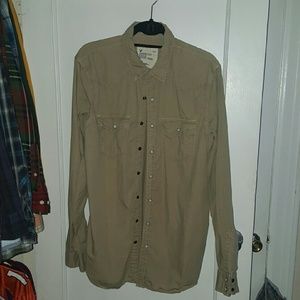 American Eagle beige western button down shirt L