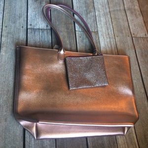 Rose Gold and Purple Bag with Glitter Cosmetic