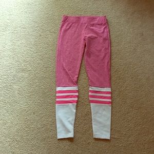 Bombshell Workout Leggings Pink & White SZ Medium